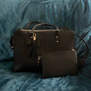 ECOSUSI Black Shoulder Computer/Messenger Bag with Clutch